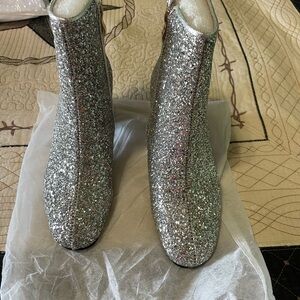 Silver Glitter Ankle Boots